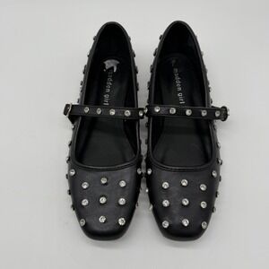 Madden Women's Studded Black Strap Shoes Size 7M Adjustable Buckle